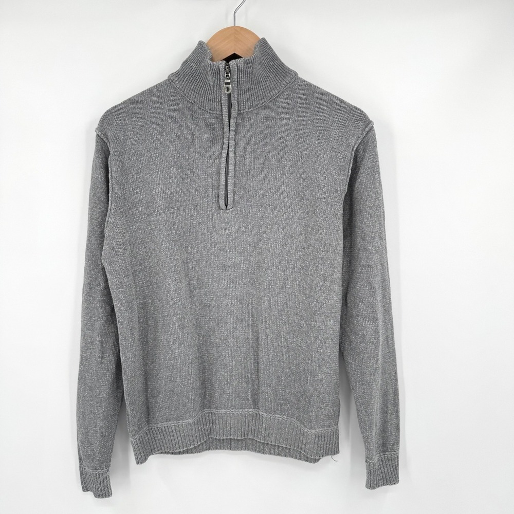 Weatherproof Vintage Mens Gray 100% Cotton Quarter Zip Long Sleeve Sweater Small